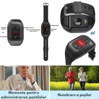 Bratara inteligenta 4G cu buton de panica pentru varstnici, Ceas Smart GPS pentru seniori cu buton SOS, monitorizare - 5