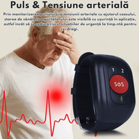 Bratara inteligenta 4G cu buton de panica pentru varstnici, Ceas Smart GPS pentru seniori cu buton SOS, monitorizare - 3