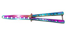 Briceag de antrenament IdeallStore®, model fluture, Rainbow Distortion, otel, 22.5 cm, multicolor