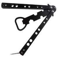 Briceag fluture de antrenament IdeallStore, model deschizator capace, At Your Service, negru, 20.5 cm - 4