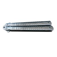 Briceag fluture de antrenament, otel inoxidabil, Bullet Blade, 22 cm, argintiu - 5