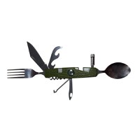 Briceag otel inoxidabil multifunctional camping, 20 cm, Kaki - 3
