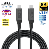 Cablu de date USB4 50 cm, USB-C la USB-C, transfer date 40Gbps, incarcare rapida 240W, suport video 8K@60Hz - 1