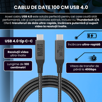 Cablu de date USB4 50 cm, USB-C la USB-C, transfer date 40Gbps, incarcare rapida 240W, suport video 8K@60Hz - 2