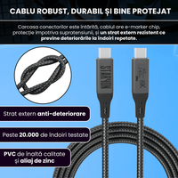 Cablu de date USB4 50 cm, USB-C la USB-C, transfer date 40Gbps, incarcare rapida 240W, suport video 8K@60Hz - 4