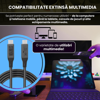 Cablu de date USB4 50 cm, USB-C la USB-C, transfer date 40Gbps, incarcare rapida 240W, suport video 8K@60Hz - 5
