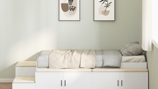 Cadru de Pat Modern Alb 80x200 cm cu Depozitare
