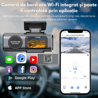 Camera Auto Dubla de bord 4k – 2160p Full HD, WIFI+GPS, G-Senzor, Aplicatie pe Telefon, Night Vision, Inregistrare bucla - 3