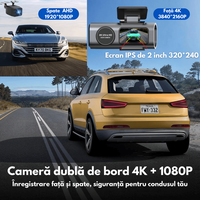 Camera Auto Dubla de bord 4k – 2160p Full HD, WIFI+GPS, G-Senzor, Aplicatie pe Telefon, Night Vision, Inregistrare bucla - 7