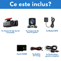 Camera Auto Dubla de bord 4k – 2160p Full HD, WIFI+GPS, G-Senzor, Aplicatie pe Telefon, Night Vision, Inregistrare bucla - 2