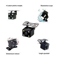 Camera auto pentru marsarier Techstar®, 4 LED-uri, mod nocturn, protectie la apa, praf si socuri, unghi de vizualizare - 5