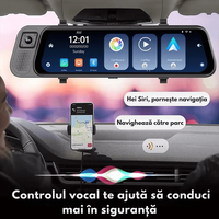 Camera de bord Auto tip Oglinda - Dasbo®, Navigatie Auto cu 3 Camere, Fata 2K + spate si interior 1080P, Carplay - 6