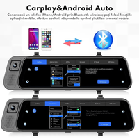 Camera de bord Auto tip Oglinda - Dasbo®, Navigatie Auto cu 3 Camere, Fata 2K + spate si interior 1080P, Carplay - 9