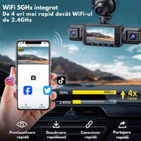 Camera de bord pentru masina cu 4 canale 360°–FHD 1080P, WIFI+GPS, Monitorizare PARCARE 24h, G-Senzor, Aplicatie Telefon - 8