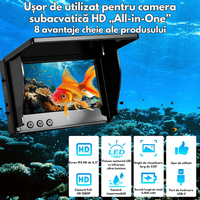 Camera Subacvatica pentru Pescuit 1080P cu Ecran IPS 4.3”, Dasbo®, Unghi 220°, Viziune Nocturna IR, Baterie 5000 mAh - 2