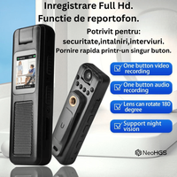 Camera Video Corporala NeoHGS®, Body Cam, 1080P HD, Vedere nocturna, Ecran 0.85-Inch, Functie reportofon, - 9