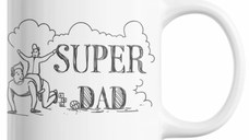 Cana pentru cel mai bun tatic, imprimata cu mesajul SUPER DAD, Priti Global, parinte multifunctional alaturi de copil, 300 ml