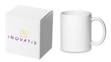 Cana personalizata alba INOVATIX® - Viata frumoasa incepe la 70 de ani, 330 ml