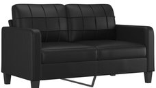 Canapea cu 2 locuri din piele ecologica, neagra, latime sezut 140 cm