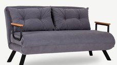 Canapea extensibila, Hanah Home, metal, gri, 175x133 cm