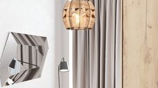 Candelabru Opviq din lemn si iuta, camel, 20 x 20 x 60 cm