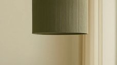 Candelabru Verde Opviq din Metal si Rafia, Inaltime Reglabila, Ø30x20 cm