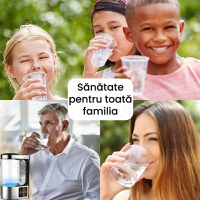 Carafa 2L cu recipient pentru hidrogenat si purificat apa, GlowforHome, apa plasmatica, terapeutica, argintiu-negru - 5