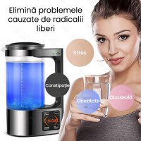 Carafa 2L cu recipient pentru hidrogenat si purificat apa, GlowforHome, apa plasmatica, terapeutica, argintiu-negru - 1