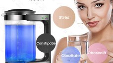 Carafa 2L cu recipient pentru hidrogenat si purificat apa, GlowforHome, apa plasmatica, terapeutica, argintiu-negru
