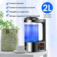 Carafa 2L cu recipient pentru hidrogenat si purificat apa, GlowforHome, apa plasmatica, terapeutica, argintiu-negru - 3
