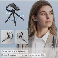 Casca Bluetooth Wireless New Bee, Baterie 60 ore 500mAH, Cu microfon dublu de reducere a zgomotului CVC 8.0 - 10