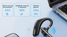 Casca Bluetooth Wireless New Bee, Baterie 60 ore 500mAH, Cu microfon dublu de reducere a zgomotului CVC 8.0