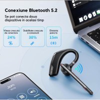 Casca Bluetooth Wireless New Bee, Baterie 60 ore 500mAH, Cu microfon dublu de reducere a zgomotului CVC 8.0 - 1