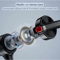 Casca Bluetooth Wireless New Bee, Baterie 60 ore 500mAH, Cu microfon dublu de reducere a zgomotului CVC 8.0 - 9
