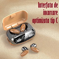 Casti Audio Wireless fara fir, Bluetooth 5.1, tip Earbuds cu Control Touch,Microfon,Noise Cancelling,tip Earpods Telefon - 8