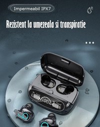 Casti Audio Wireless fara fir, Bluetooth 5.1, tip Earbuds cu Control Touch,Microfon,Noise Cancelling,tip Earpods Telefon - 11