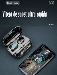 Casti Audio Wireless fara fir, Bluetooth 5.1, tip Earbuds cu Control Touch,Microfon,Noise Cancelling,tip Earpods Telefon - 12