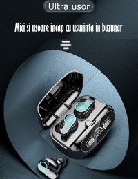 Casti Audio Wireless fara fir, Bluetooth 5.1, tip Earbuds cu Control Touch,Microfon,Noise Cancelling,tip Earpods Telefon - 8