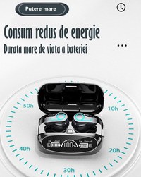 Casti Audio Wireless fara fir, Bluetooth 5.1, tip Earbuds cu Control Touch,Microfon,Noise Cancelling,tip Earpods Telefon - 16