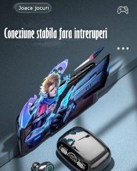 Casti Audio Wireless fara fir, Bluetooth 5.1, tip Earbuds cu Control Touch,Microfon,Noise Cancelling,tip Earpods Telefon - 17