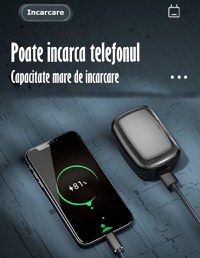 Casti Audio Wireless fara fir, Bluetooth 5.1, tip Earbuds cu Control Touch,Microfon,Noise Cancelling,tip Earpods Telefon - 14