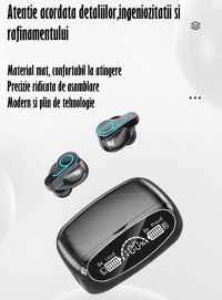 Casti Audio Wireless fara fir, Bluetooth 5.1, tip Earbuds cu Control Touch,Microfon,Noise Cancelling,tip Earpods Telefon - 4