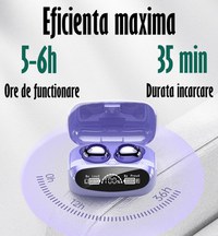 Casti Audio Wireless fara fir, Bluetooth 5.1, tip Earbuds cu Control Touch,Microfon,Noise Cancelling,tip Earpods Telefon - 11