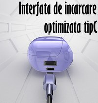 Casti Audio Wireless fara fir, Bluetooth 5.1, tip Earbuds cu Control Touch,Microfon,Noise Cancelling,tip Earpods Telefon - 1