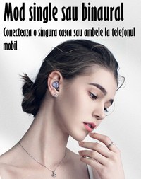 Casti Audio Wireless fara fir, Bluetooth 5.1, tip Earbuds cu Control Touch,Microfon,Noise Cancelling,tip Earpods Telefon - 4