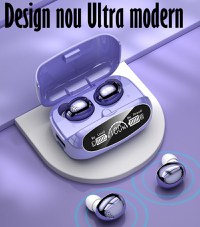 Casti Audio Wireless fara fir, Bluetooth 5.1, tip Earbuds cu Control Touch,Microfon,Noise Cancelling,tip Earpods Telefon - 3