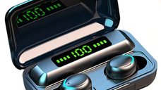 Casti F9 Smart Techstar®, Wireless, Bluetooth V5.0, SplashResistent, Touch, iOS, 1200mAh, Android, Negru
