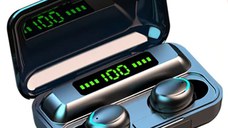 Casti F9 Smart Techstar®, Wireless, Bluetooth V5.0, SplashResistent, Touch, iOS, 1200mAh, Android, Negru