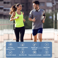 Casti wireless bluetooth Audio - Sport, fara fir cu conductie osoasa, rezistente la apa, microfon, Ultra usoare 34g - 7