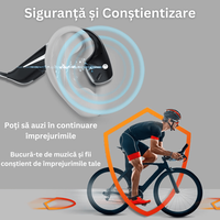 Casti wireless bluetooth Audio - Sport, fara fir cu conductie osoasa, rezistente la apa, microfon, Ultra usoare 34g - 3